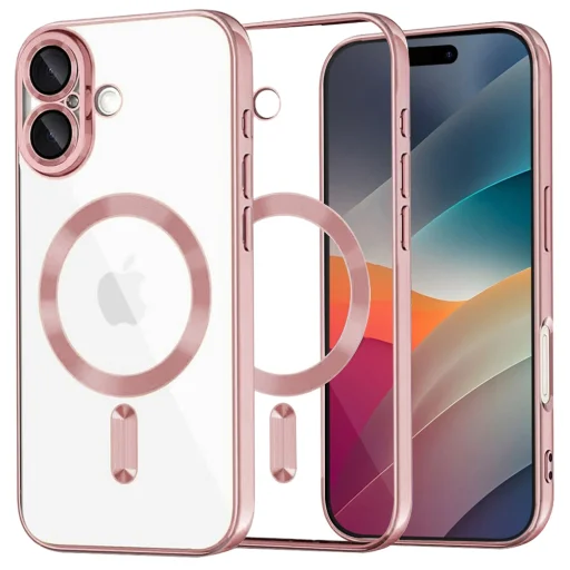 iPhone 17 - Pink Techsuit Luxury Crystal MagSafe tok - 1