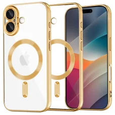 iPhone 17 Gold Techsuit - Luxury Crystal MagSafe tok