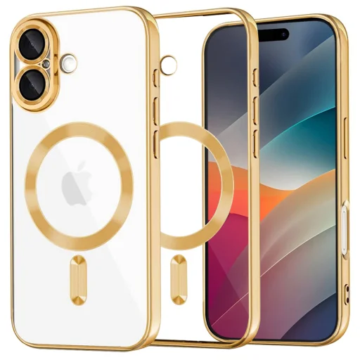 iPhone 17 Gold Techsuit - Luxury Crystal MagSafe tok - 1