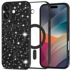 iPhone 17 Techsuit Luxury Glitter MagSafe - Fekete tok