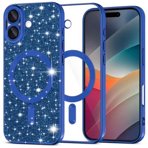 iPhone 17 Mélykék Techsuit Luxury Glitter MagSafe tok - 1