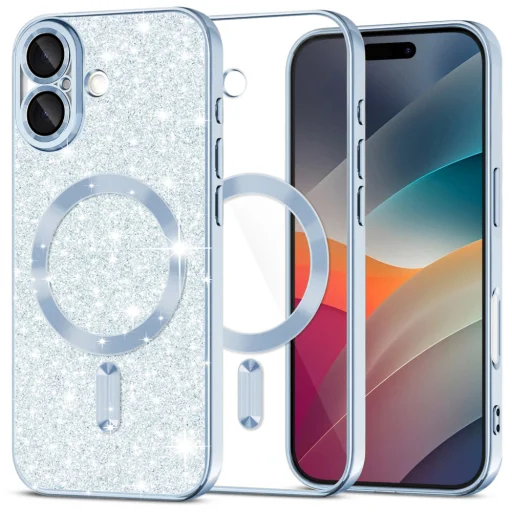 iPhone 17 Light Blue Techsuit Luxury Glitter MagSafe tok - 1