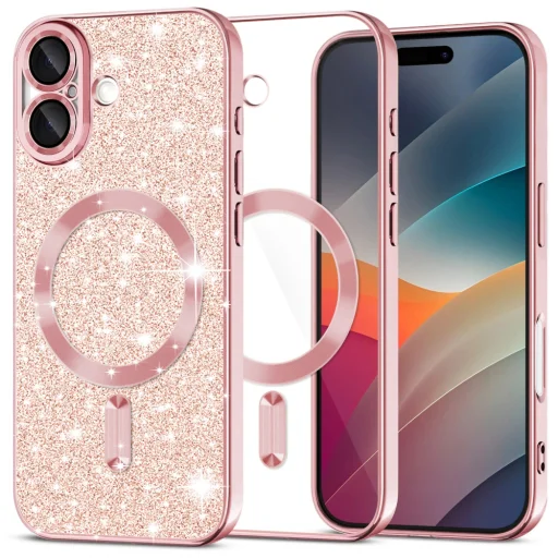 iPhone 17 Rose Gold Techsuit Luxury Glitter MagSafe tok - 1