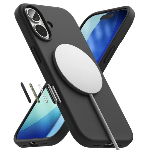 iPhone 17 Fekete Ringke - Silicone Magnetic MagSafe tok - 3