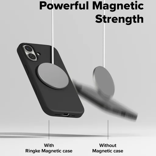 iPhone 17 Fekete Ringke - Silicone Magnetic MagSafe tok - 11