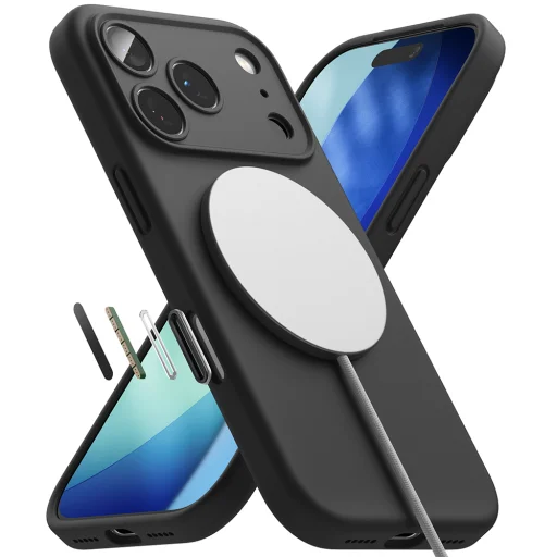 iPhone 17 Pro Max Fekete Ringke Silicone Magnetic MagSafe tok - 2