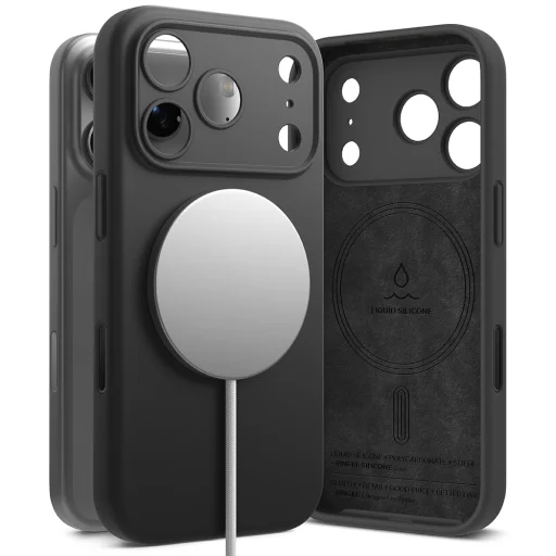 iPhone 17 Pro Max Fekete Ringke Silicone Magnetic MagSafe tok - 3