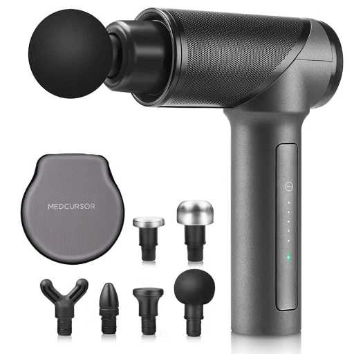 Nekteck Massage Gun (A03-MG01-GYRU) - Vezeték nélküli, 6000mAh, 5 sebességfokozat, 6 cserélhető masszázsfej, 10 perces időzítő - Fekete - 1