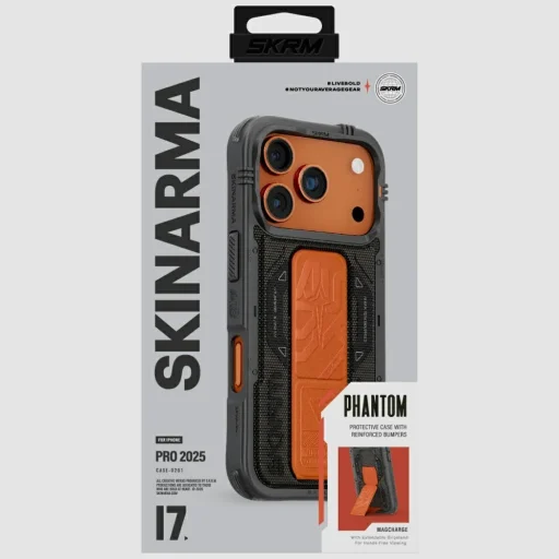 iPhone 17 Pro Skinarma Phantom mágneses töltés + tartóállvány tok Olíva - 2