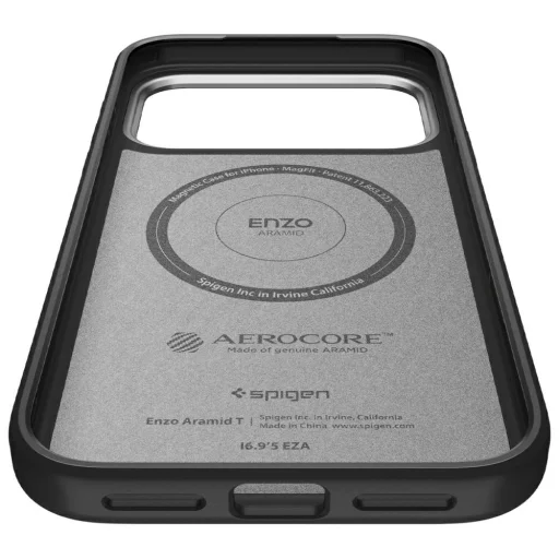 iPhone 17 Pro Spigen Enzo Aramid "T" Mag MagSafe tok Fekete Ezüst - 8