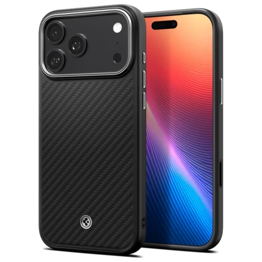 iPhone 17 Pro Spigen Enzo Aramid "T" Mag MagSafe tok Fekete Ezüst - 1