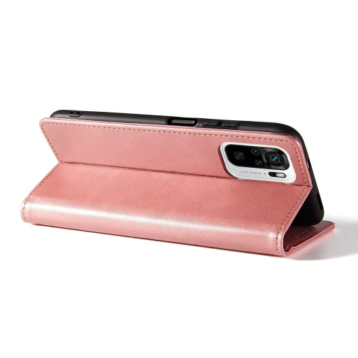 Samsung Galaxy A17 mágneses PU bőr fliptok kártyatartóval rózsaszín Alphajack - 2
