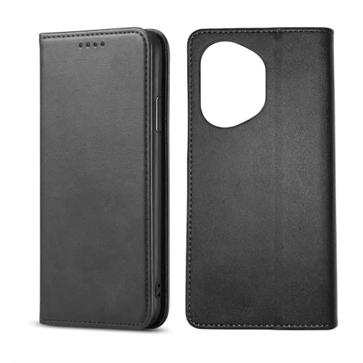 Honor 400 Lite mágneses PU bőr fliptok kártyatartóval fekete Alphajack - 1