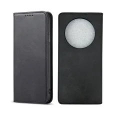 Honor Magic 7 Lite mágneses PU bőr fliptok kártyatartóval fekete Alphajack