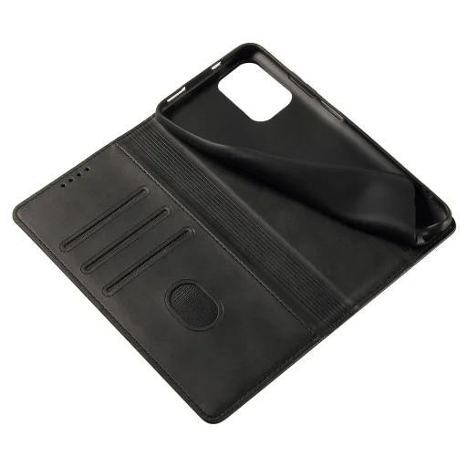 iPhone 17 AIR mágneses PU bőr fliptok kártyatartóval pánt nélküli fekete Alphajack - 3