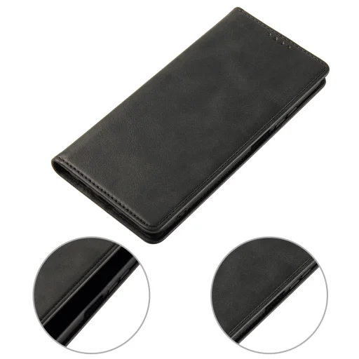 iPhone 17 AIR mágneses PU bőr fliptok kártyatartóval pánt nélküli fekete Alphajack - 4