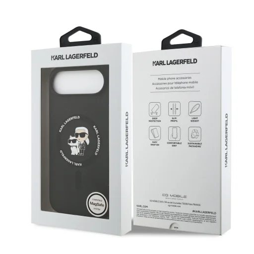  iPhone 17 Air fekete Karl Lagerfeld Liquid Silicone Karl és Choupette MagSafe tok - 7