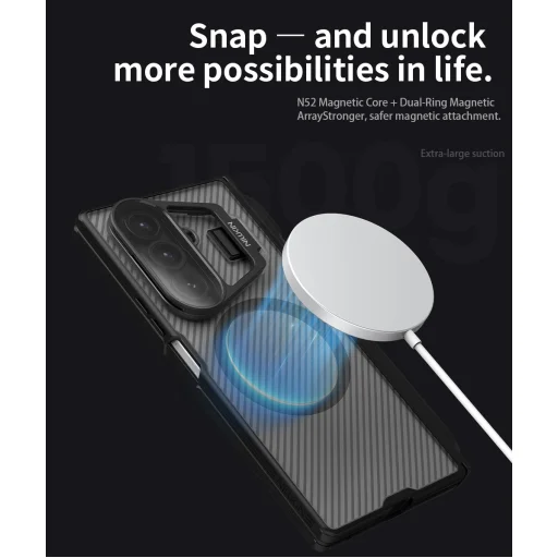  Samsung Galaxy Z Fold 7 Átlátszó Fekete Nillkin CamShield Prop Mágneses Tolltartó Tok - 5