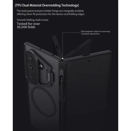  Samsung Galaxy Z Fold 7 Átlátszó Fekete Nillkin CamShield Prop Mágneses Tolltartó Tok - 8
