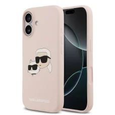  iPhone 17 Rózsaszín Karl Lagerfeld Liquid Silicone Kétfejes Mágneses tok
