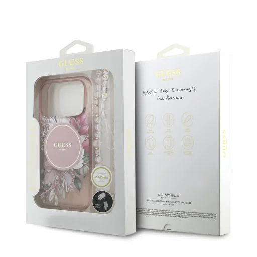  iPhone 17 Pro Pink Guess IML Flowers Strap MagSafe tok - 7