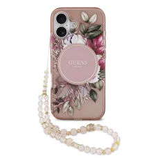  iPhone 17 Pink Guess IML Flowers Pánt MagSafe tok