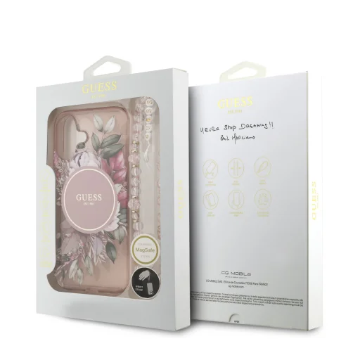  iPhone 17 Pink Guess IML Flowers Pánt MagSafe tok - 7