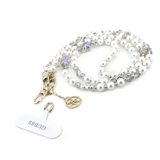  Guess Fehér Crossbody csuklópánt gyöngyökkel és 4G függőkkel - 1