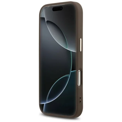  iPhone 17 Pro Barna Guess PU bőr 4G Strass háromszög logó arany keretes MagSafe tok - 5