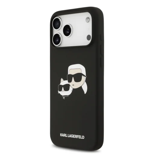 iPhone 17 Pro Max fekete Karl Lagerfeld Liquid Silicone Double Heads MagSafe tok - 2