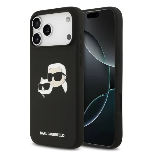  iPhone 17 Pro Max fekete Karl Lagerfeld Liquid Silicone Double Heads MagSafe tok - 1