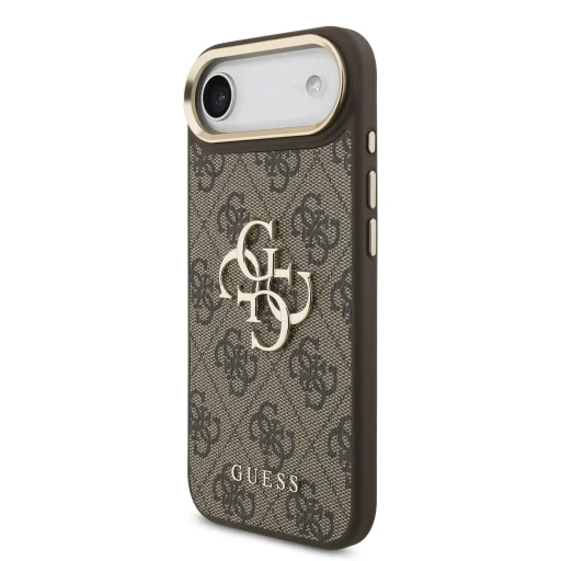  iPhone 17 Air barna Guess PU Leather 4G Metal Logo Gold Frame tok - 3