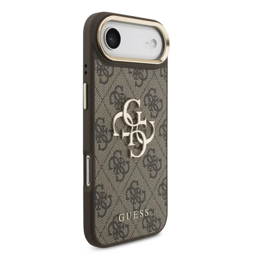  iPhone 17 Air barna Guess PU Leather 4G Metal Logo Gold Frame tok - 7