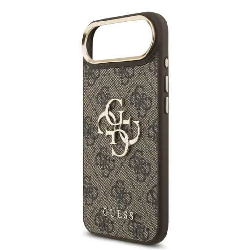  iPhone 17 Air barna Guess PU Leather 4G Metal Logo Gold Frame tok - 9