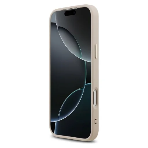  iPhone 17 Pro Max rózsaszín Guess PU bőr 4G fém logós arany keretes tok - 4