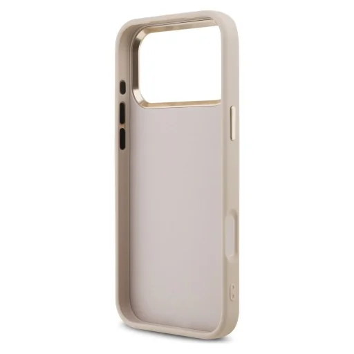  iPhone 17 Pro Max rózsaszín Guess PU bőr 4G fém logós arany keretes tok - 2