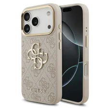  iPhone 17 Pro Rózsaszín Guess PU Leather 4G Metal Logo Arany Keretes tok
