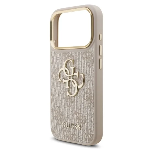  iPhone 17 Pro Rózsaszín Guess PU Leather 4G Metal Logo Arany Keretes tok - 3