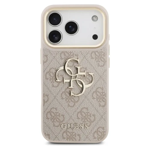  iPhone 17 Pro Rózsaszín Guess PU Leather 4G Metal Logo Arany Keretes tok - 6
