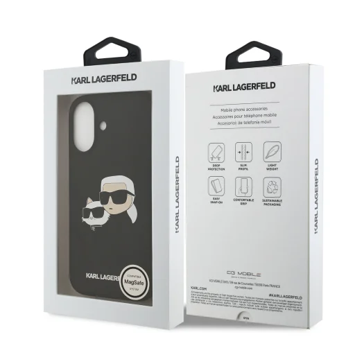  iPhone 17 fekete Karl Lagerfeld Liquid Silicone Double Heads MagSafe tok - 7
