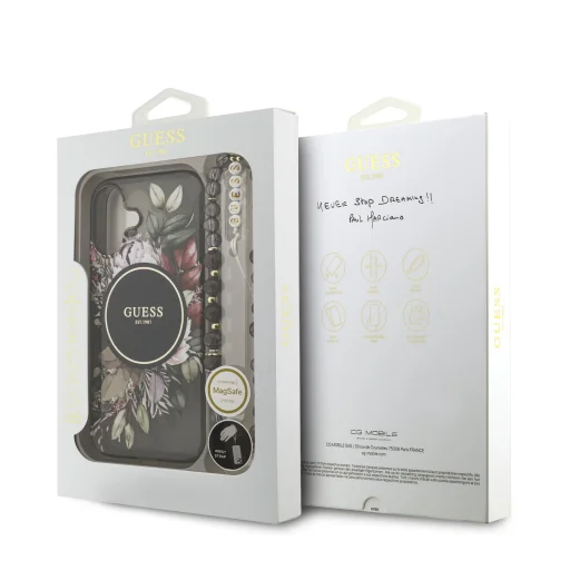  iPhone 17 Fekete Guess IML Virágos Pántos MagSafe tok - 7