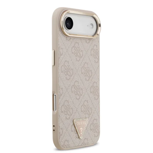  iPhone 17 Air Pink Guess PU Bőr 4G Strass Háromszög Logó Arany Keret MagSafe Tok - 4