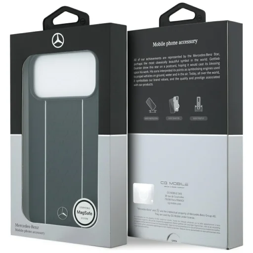 iPhone 17 Pro Max Mercedes Leather Star Pattern Stripes MagSafe tok fekete - 8