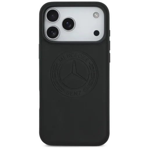 iPhone 17 Pro Max Mercedes Leather Vintage Logo tok fekete - 3