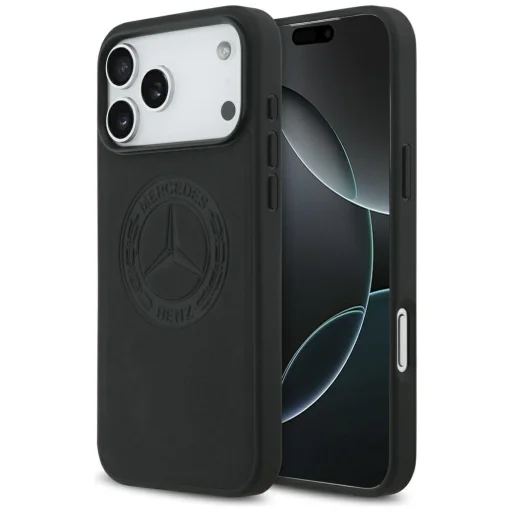 iPhone 17 Pro Max Mercedes Leather Vintage Logo tok fekete - 1
