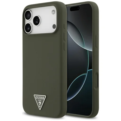iPhone 17 Pro Max Guess - Silicone Triangle Logo MagSafe (GUHMP17XSCTRLMA) - Khaki tok - 1