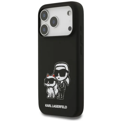iPhone 17 Pro Fekete Karl Lagerfeld - Silicone Sketch & Logo (KLHMP17LSKCGRGOK) - Karl&Choupette tok - 2