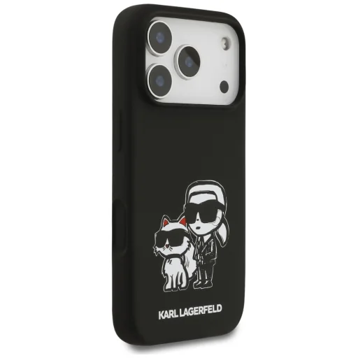 iPhone 17 Pro Fekete Karl Lagerfeld - Silicone Sketch & Logo (KLHMP17LSKCGRGOK) - Karl&Choupette tok - 3