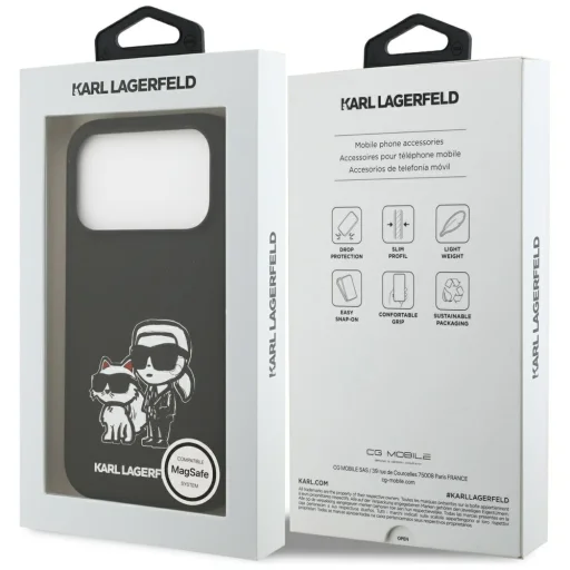 iPhone 17 Pro Fekete Karl Lagerfeld - Silicone Sketch & Logo (KLHMP17LSKCGRGOK) - Karl&Choupette tok - 7