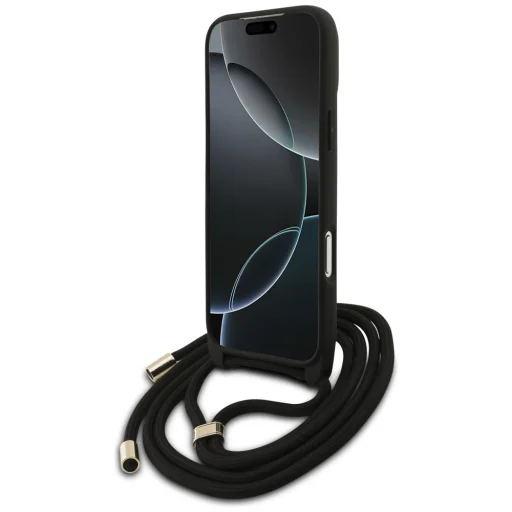 iPhone 17 Pro Max Guess 4G Nagy Logó Kötél Kereszttáskás tok fekete tok - 4